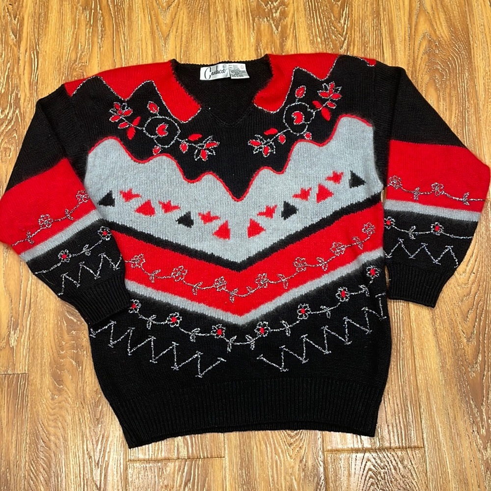 Vintage Carducci Multicolor Dolman Sleeve  Sweater Size Large